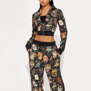Ed Hardy Black Graphic Track Suit